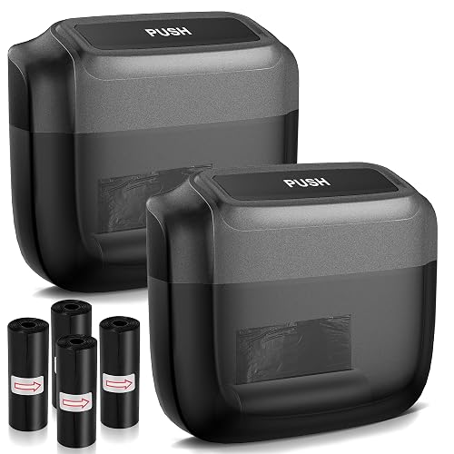 OUDEW 2 Pack Car Trash Can with Lid, Built-in Storage Garbage Bag, Black | Leakproof Car Door Trash Can with Hook, 60pcs Trash Bags, Mini Automotive Garbage Bin for Vehicle, Office, Home