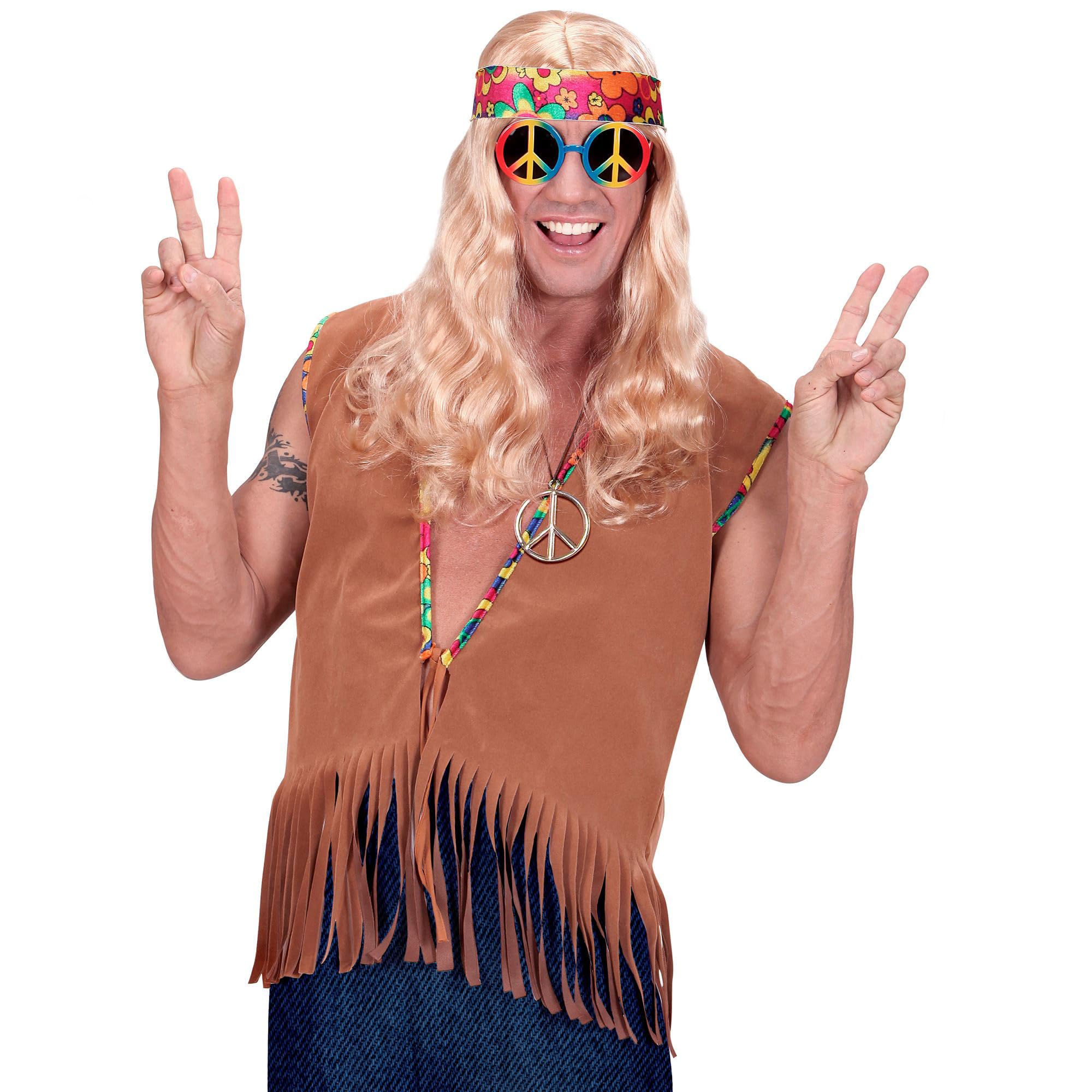 W WIDMANN MILANO Party Fashion - Costume Hippie, gilet avec bandeau, déguisement des années 60 pour hommes