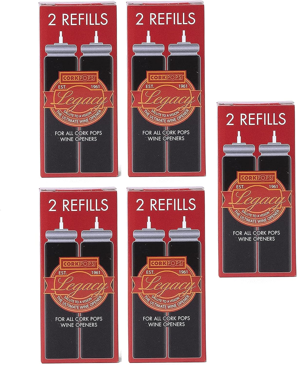 Cork Pops Wine Bottle Opener Refill Cartridge (5, Red)