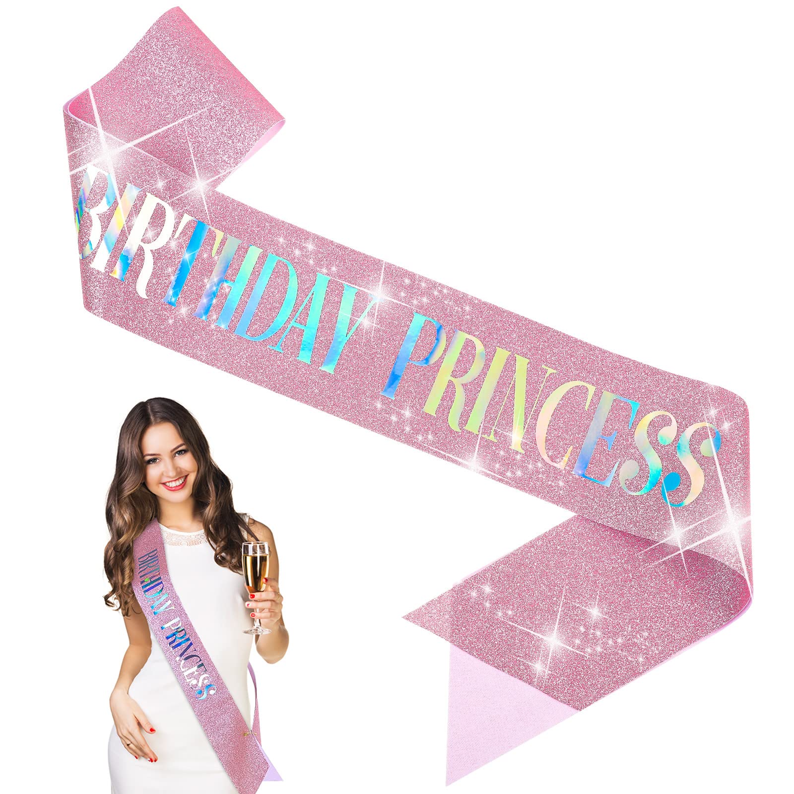 Fascia E Corona Per 30° Compleanno Donna – Oro Rosa – Set Con Scritta '30 & FABULOUS' E Tiara 'FABULOUS'