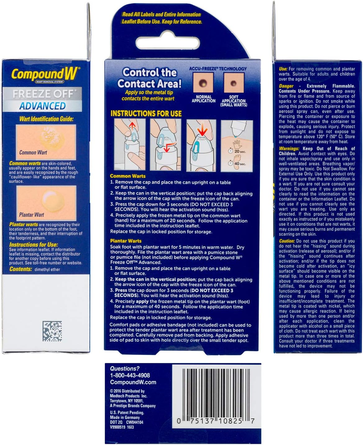 Compound W Freeze Off Advanced Wart Remover, Precision Tip Accu-Freeze Applicator, 15 Wart Removal Treatments