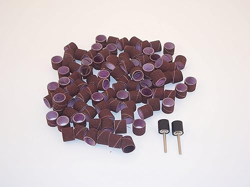 Miniatura 2 de 100 piezas 1/2 pulgada tambor arena grano 120 mediano con 2 PC 1/8 pulgadas mandril para herramientas rotativas Dremel