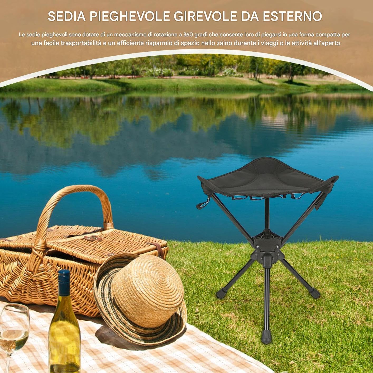 Sedia da campeggio Sgabello Escursionismo Pesca Attrezzatura Sopravvivenza