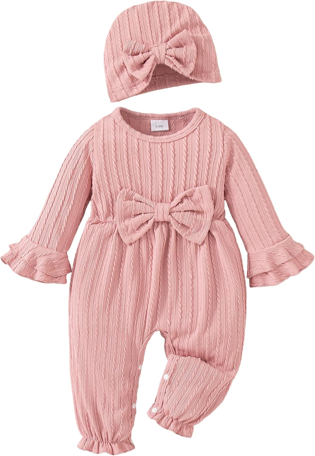 Mioglrie Newborn Baby Girl Clothes Long Sleeve Romper Infant Fall Winter Outfits Floral Hat Jumpsuit Preemie Girl Clothes