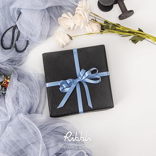 Miniatura 422 de Ribbli - Cinta de satén roja de doble cara, 1 pulgada x 25 yardas, uso para ramo de lazos, envoltura de regalo de Navidad, arreglo floral Rojo