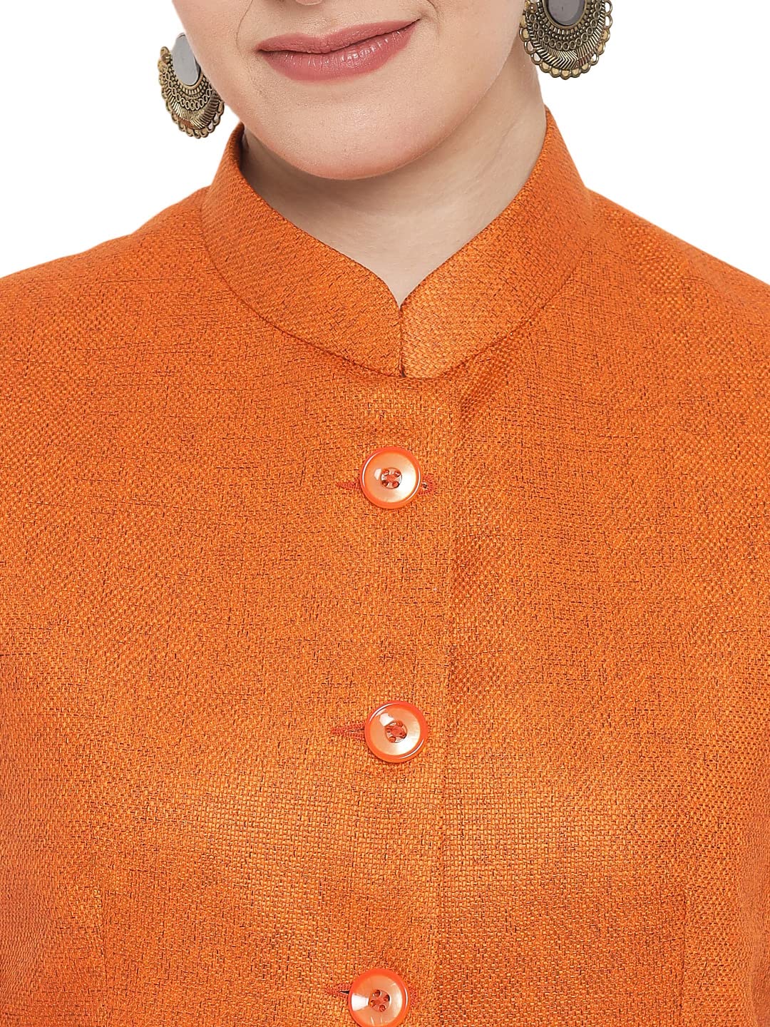 Vastraa Fusion Women's Solid Nehru Jacket (TS1410_Orange_38) 3