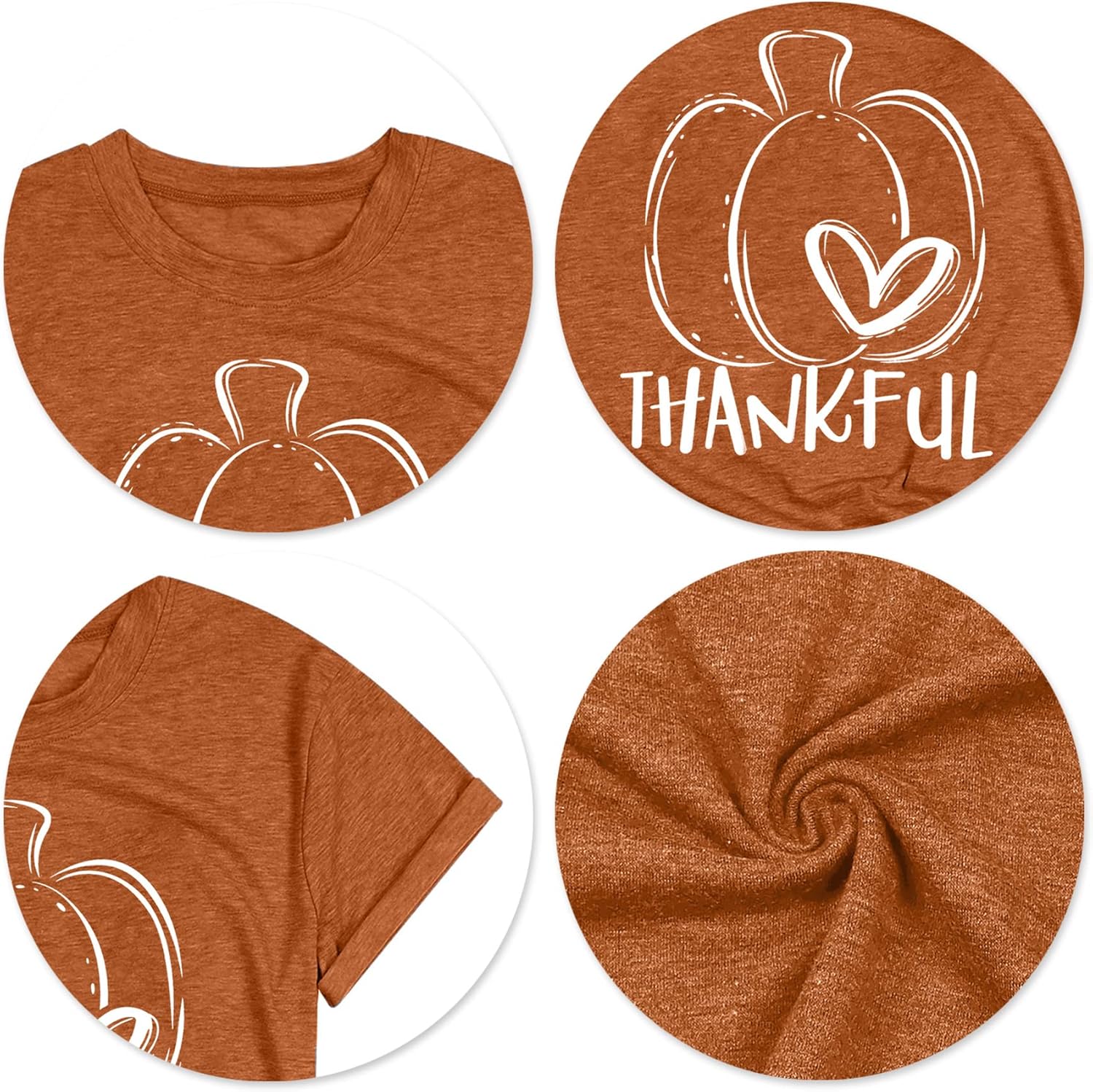 Thankful Shirts Women Thanksgiving Pumpkin T-Shirt Funny Graphic Tees Short Sleeve Fall Tshirts - Image 6