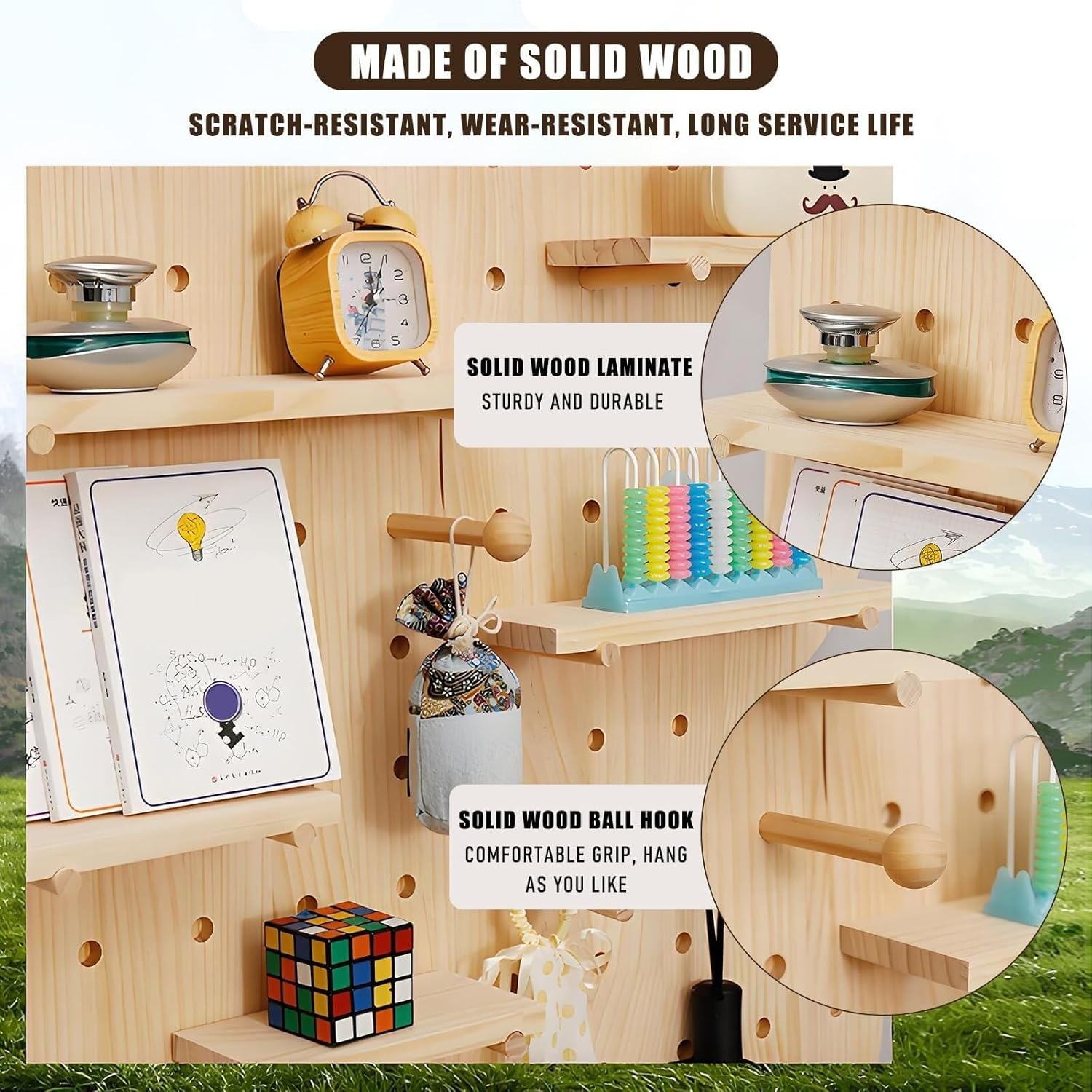 Wall Organizer with Shelf & Hooks - Versatile Peg Boards for Bedroom, Garage, Living Room, Office - White, 15.7 x 23.6 inches, Space-Saving Storage Solution