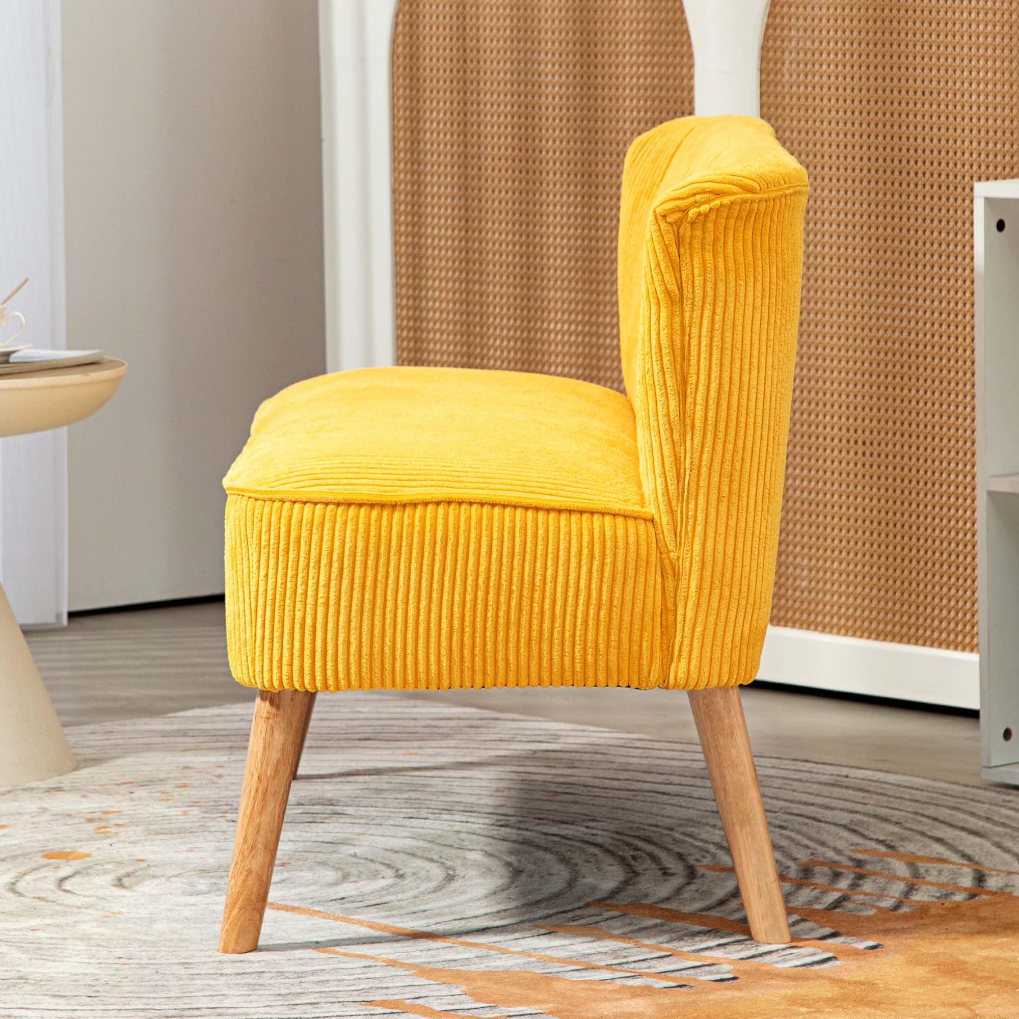 HOMCOM Sofa 2 Sitzer Couch, Kleine Loveseat mit Cord-Optik Modern Polstersofa für Wohnzimmer, Schlafzimmer, kleinen Raum, Gelb 117 x 56,5 x 77 cm