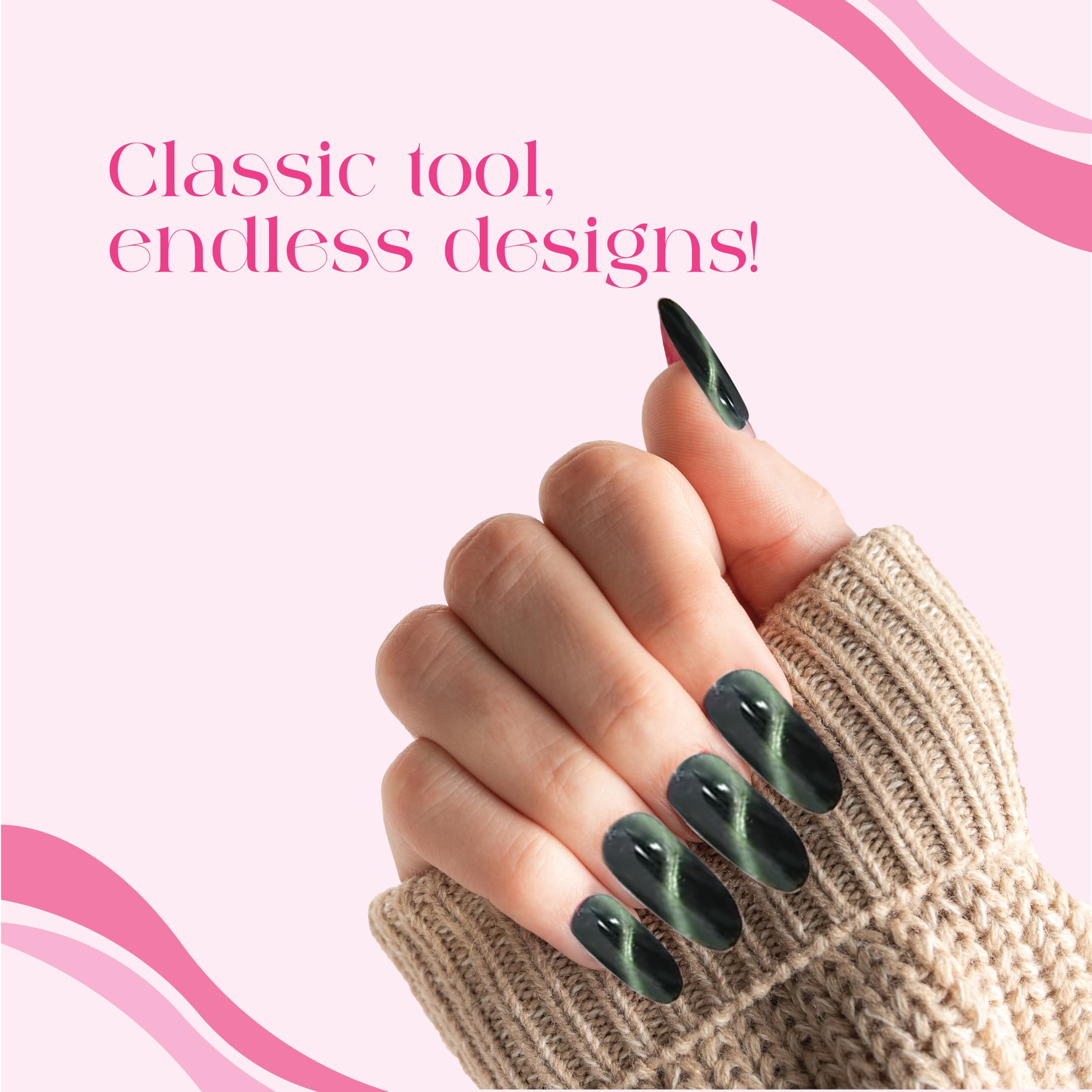 Sponsor Nail Magnet Stick – 3D Magnetic Nail Art Tool for Cat Eye Gel Polish | Create Cross, Effects with Strong Magnetic Force | DIY Nail Design Tool for Salon & Home (Black) 3