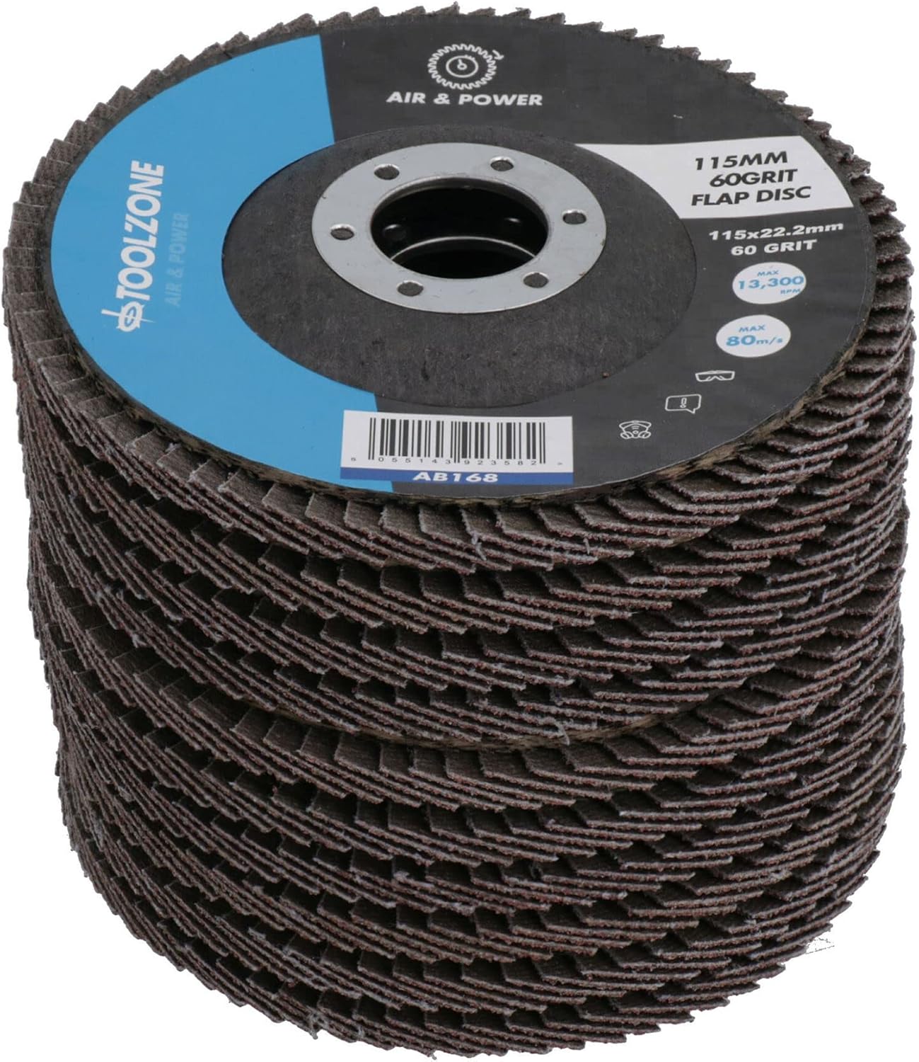 60 Grit Flap Discs Medium Grade Aluminium Oxide Sanding Removal Type 29 10pk