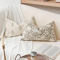 Vista 17 de Fundas de almohada decorativas florales de 18 x 18 pulgadas, juego de 2, fundas de almohada de estilo rústico costero azul para sofá, sillón y sala