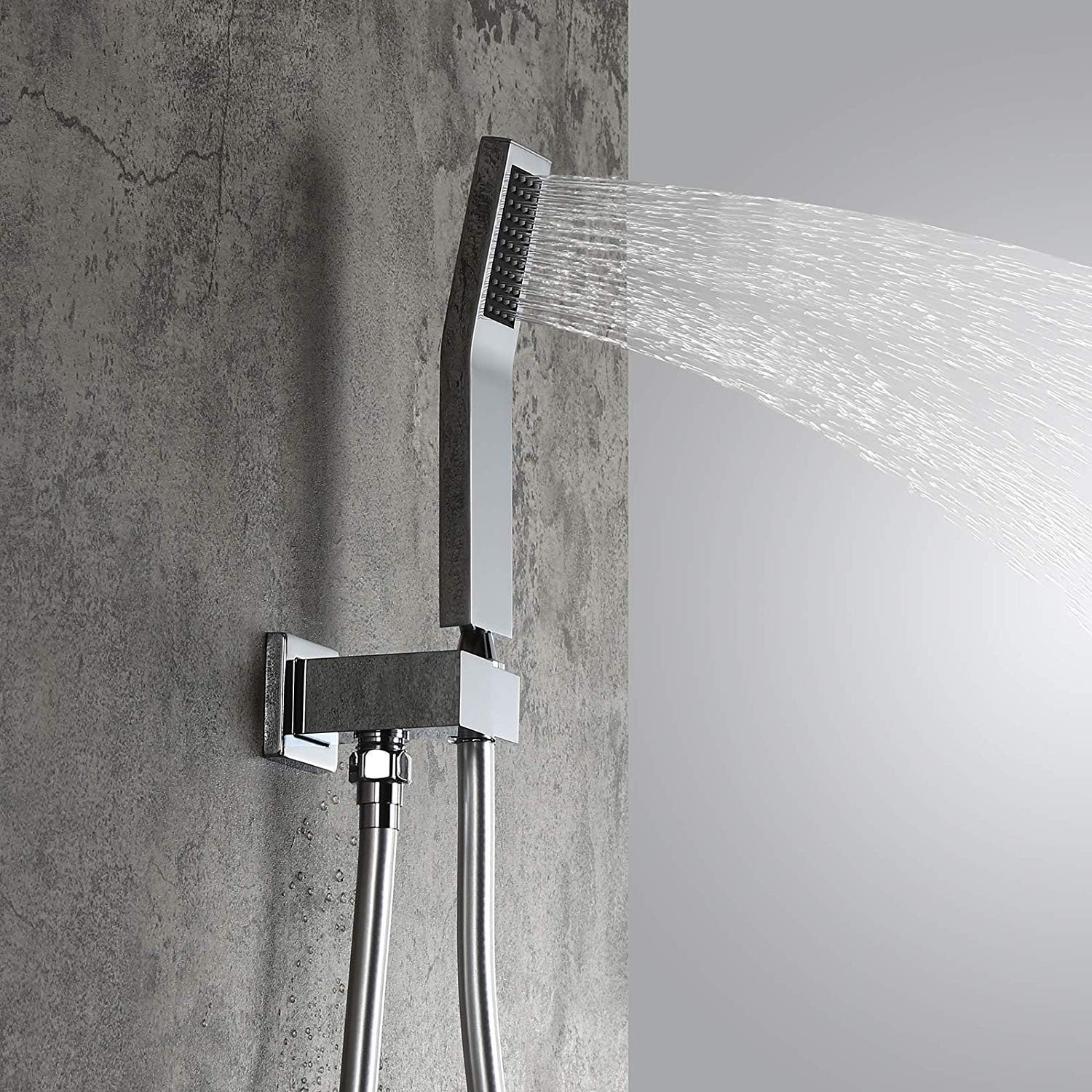 Shower System,2-Function Square Shower Faucet Wall Mounted Shower Combo Set for Bathroom with 10" Rain Shower Head, Pressure Balance Valve, Solid Brass in Polished Chrome Show