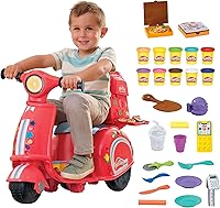 Play-Doh Pizza Delivery Scooter Playset - Ride-On Toy with Pizza Oven, Pretend Kitchen for Kids Ages 3-5