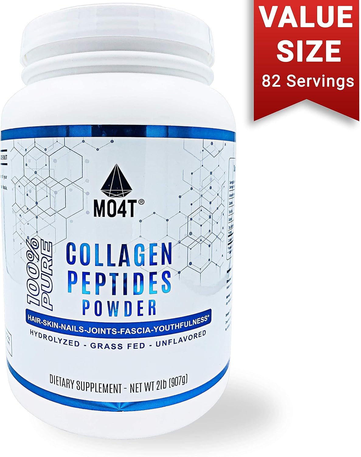 MO4T Grass-Fed Hydrolyzed Bovine Collagen Peptides- Kosher - Unflavored (2 pounds)