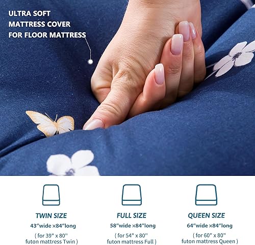 Miniatura 10 de MAXYOYO Funda de colchón para colchón de futón tradicional japonés, funda de colchón de piso de futón con cremallera, súper suave y lavable a