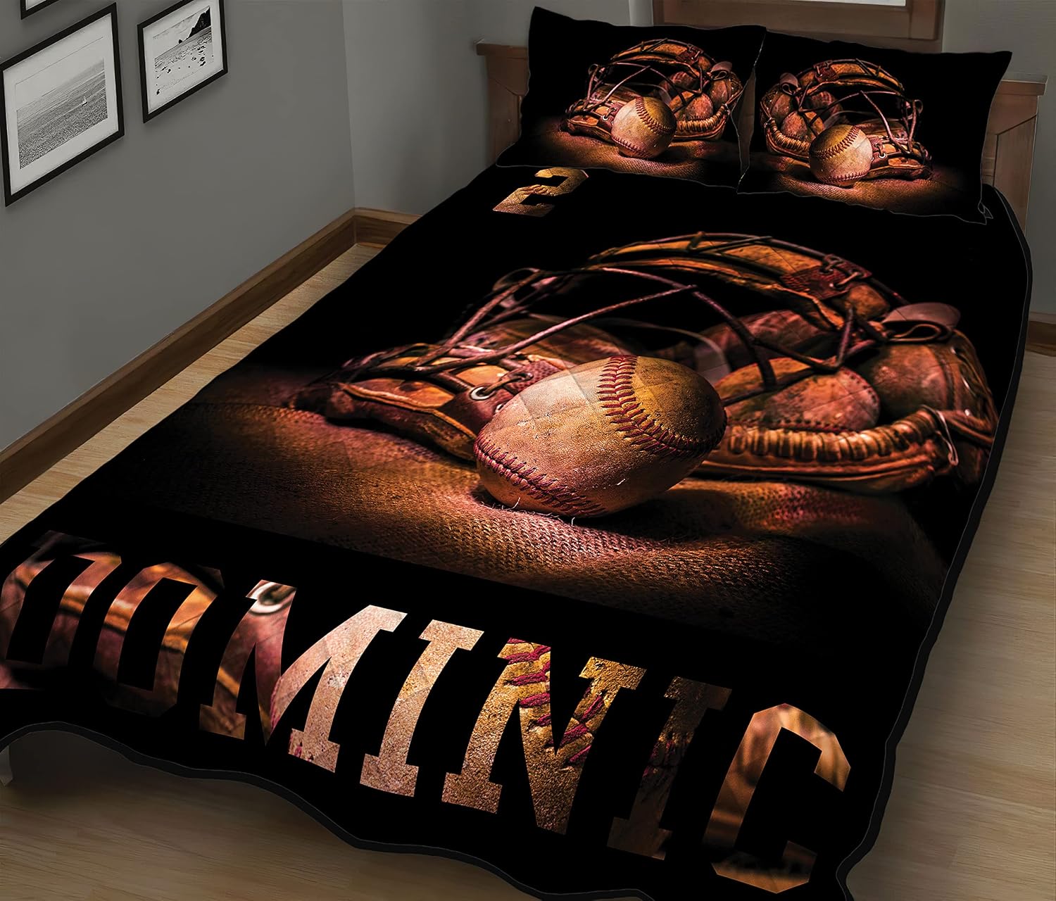Baseball Quilt with Name Number, Baseball Bed Comforters Queen to Daughter Kids Best Decorative for Quilt Set, King Bedding Set (Baseball D11)