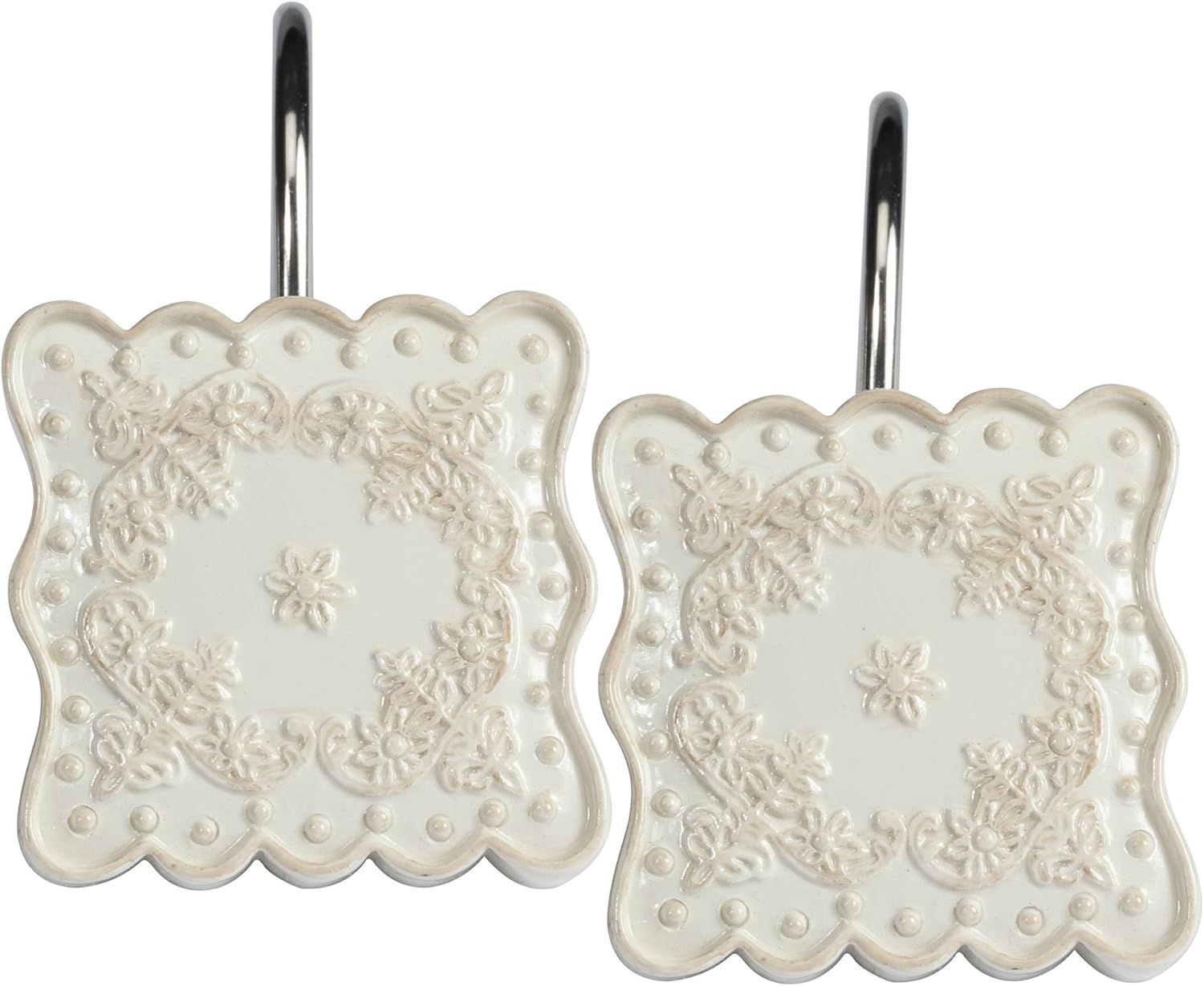 Creative Bath Products Ruffles Collection Shower Curtain Hooks, 12 Pack, White 12 Count : Everything Else