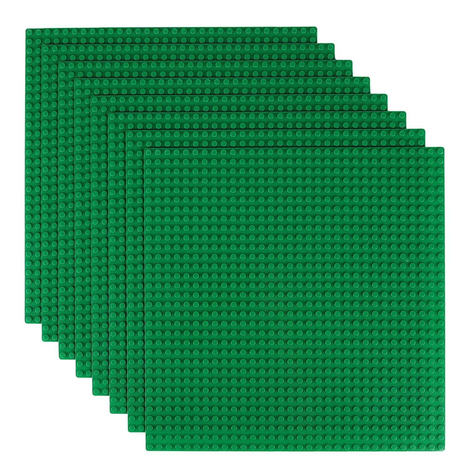 Reenwee 8 Packungen Classic Grundplatten, 10x10 Zoll mit 32x32 Stollen, Bauklötze Grundplatte, quadratische Grundplatten 32x32 Bauen und langlebige und stabile Anzeigetafel (grün*8)