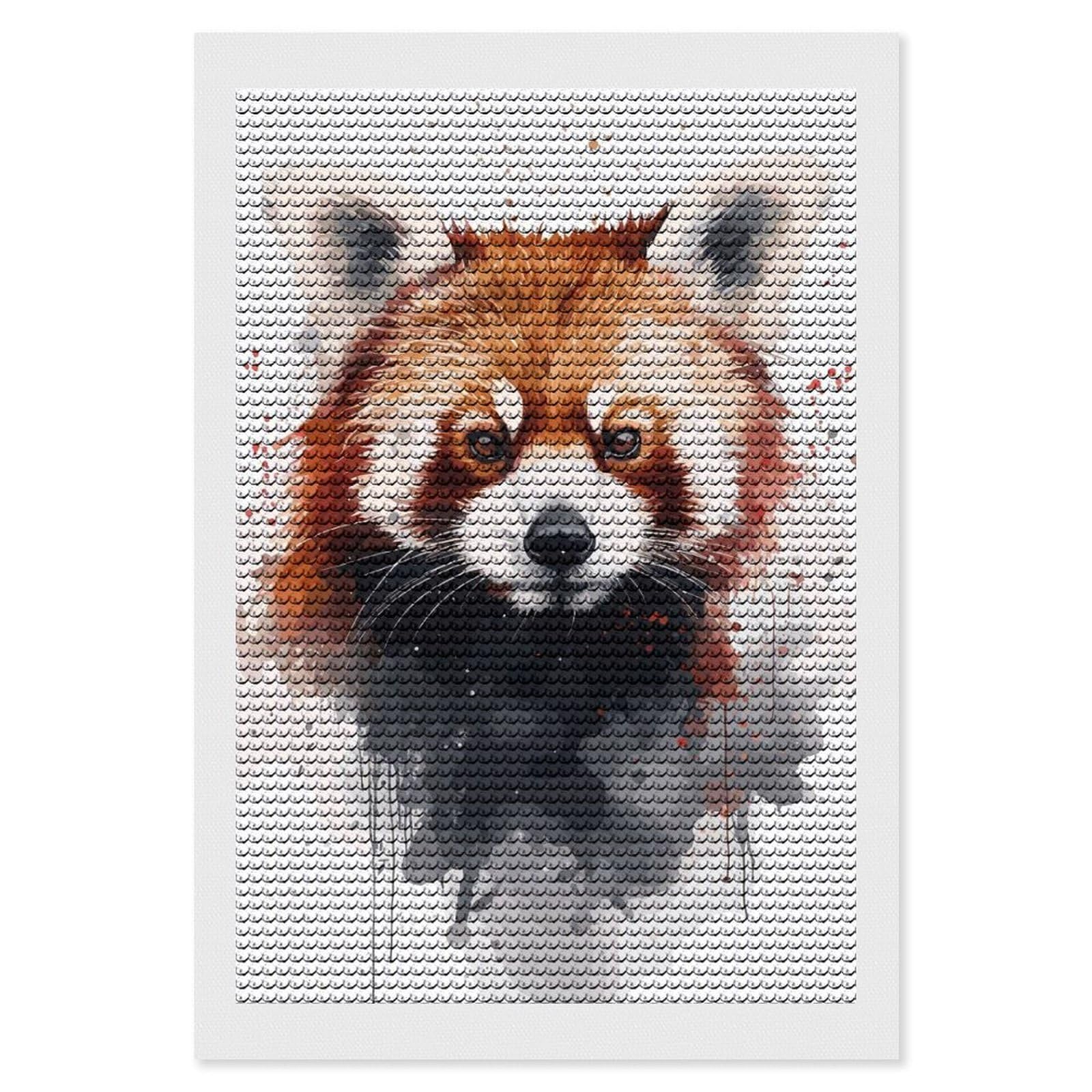 Junmoney Red Panda Watercolor Portrait Diamond Painting Canvas Set 8"x12", for Women, Pleasing Wall Art Project, Aesthetic Room Decor, Gift Idea
