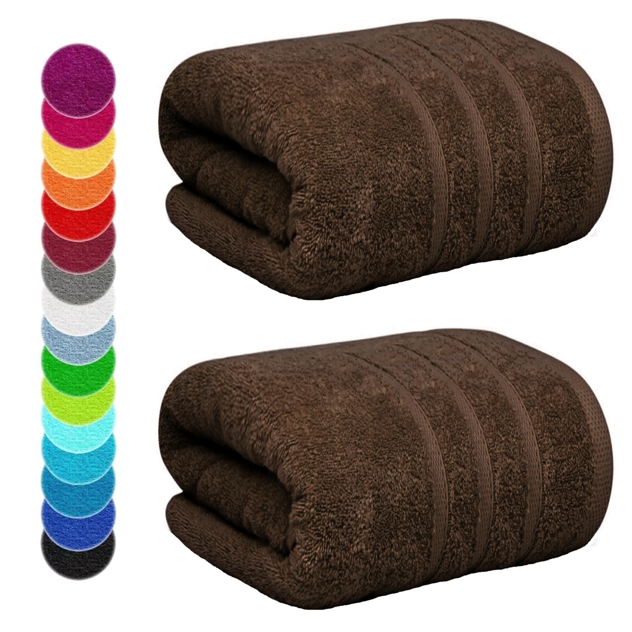 2 toallas de baño extragrandes superjumbo (100 x 200 cm, 600 g/m²), toallas suaves de lujo, 100 % algodón egipcio, toalla de baño extragrande (marrón chocolate, 2)
