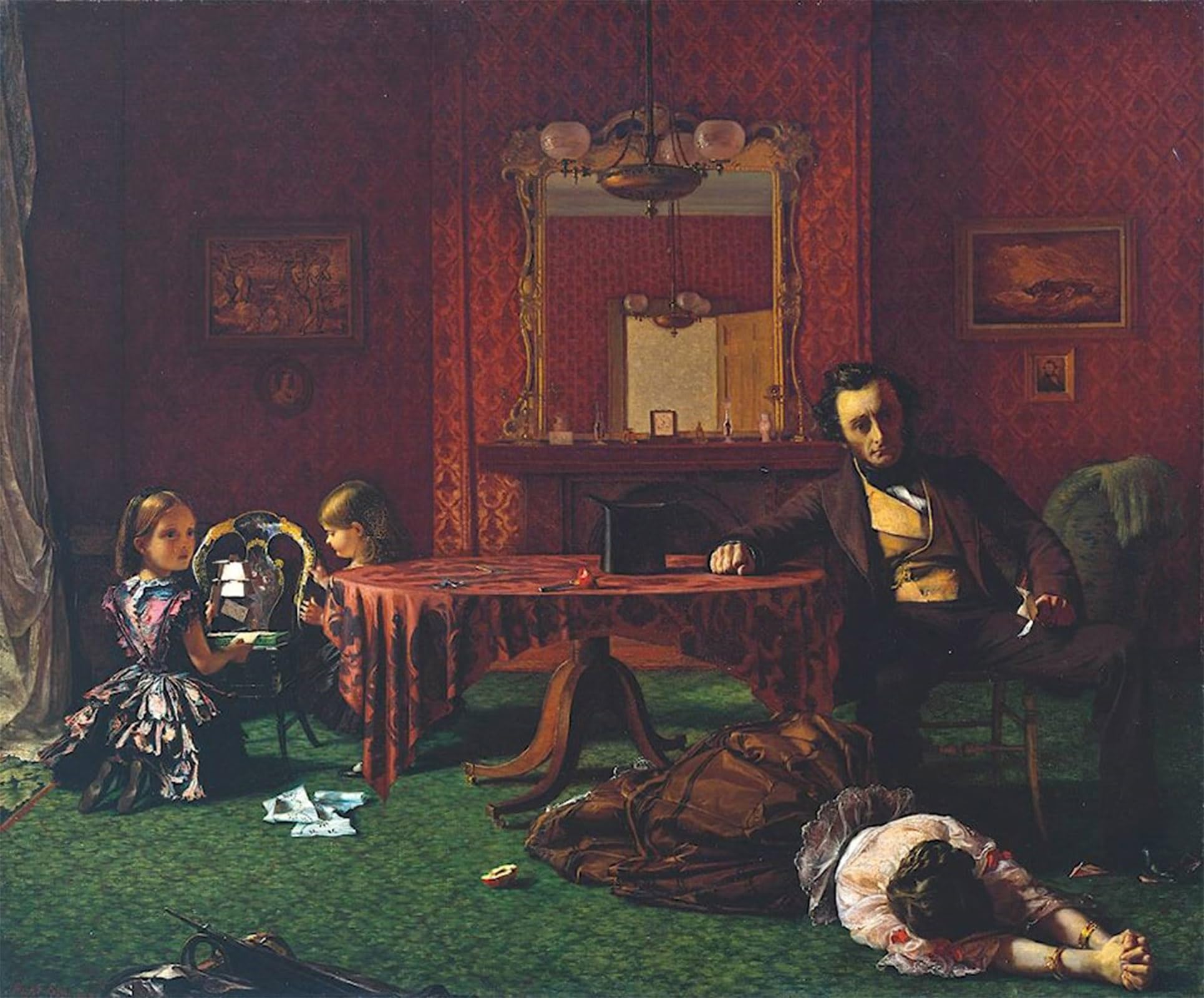 ZHAOSHAN Vintage Pictures Printed Graffiti Print Past and Present No. by Augustus Leopold Egg Portrait Canvas Image for Home Decor 60x90cm