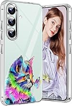 Case for Samsung S24 FE 5G Cat Silicone Glitter Shockproof Anti-Scratch Protective Bumper Case Ultra Thin Soft Shockproof Animal Case for Samsung Galaxy S24 FE 5G Slim Case (Cat)
