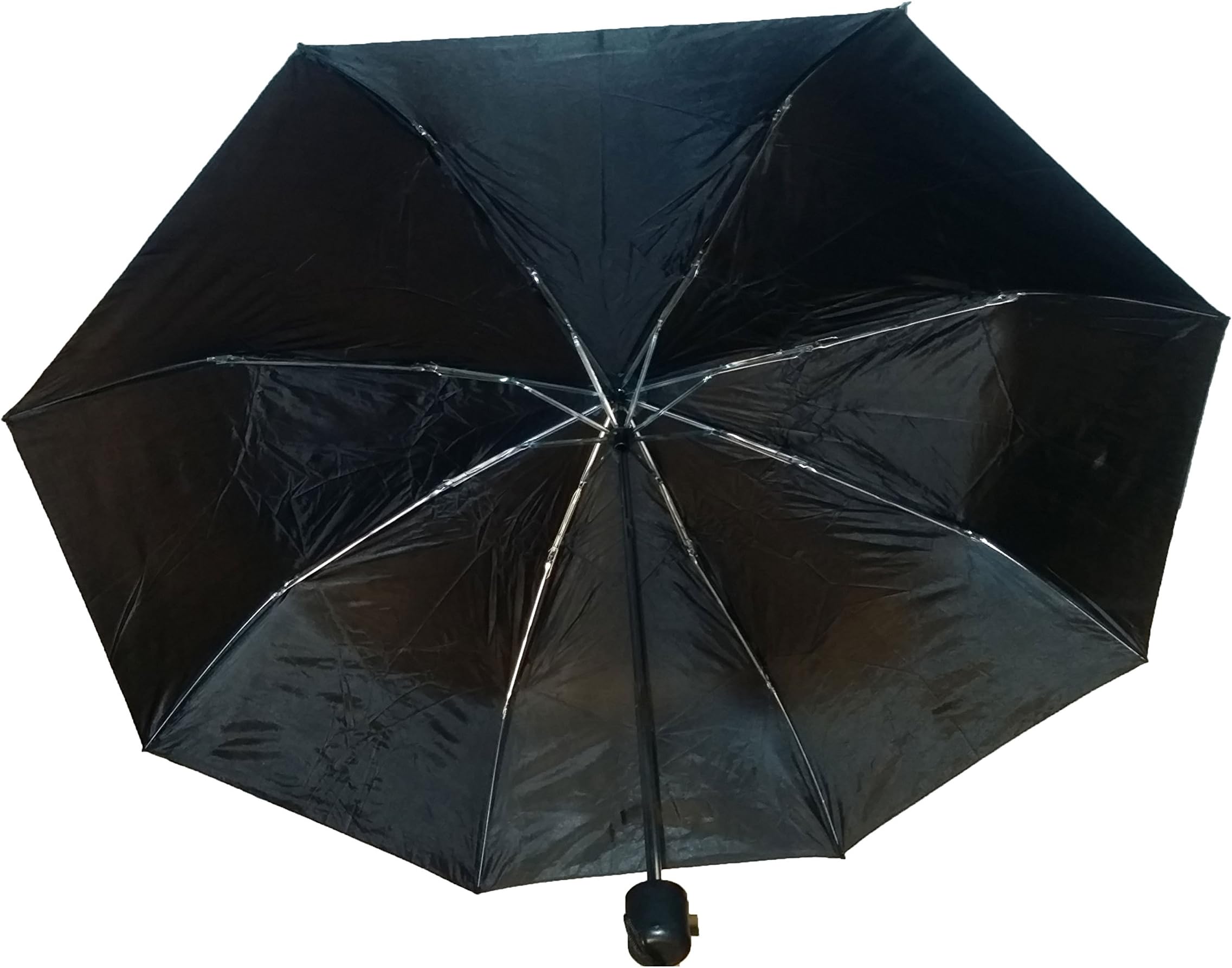 Black Compact Waterproof Polyester Umbrella with a 38 inch shade when expanded
