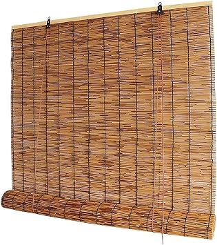 Outdoor Reed Roller Blinds, Bamboo Blinds Outdoor, Retro Bamboo Shades, Anti-UV and Waterproof, Privacy Protection, Lifting, Sun Protection,Easy Installation
