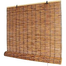 Outdoor Reed Roller Blinds, Bamboo Blinds Outdoor, Retro Bamboo Shades, Anti-UV and Waterproof, Privacy Protection, Lifting, Sun Protection,Easy Installation