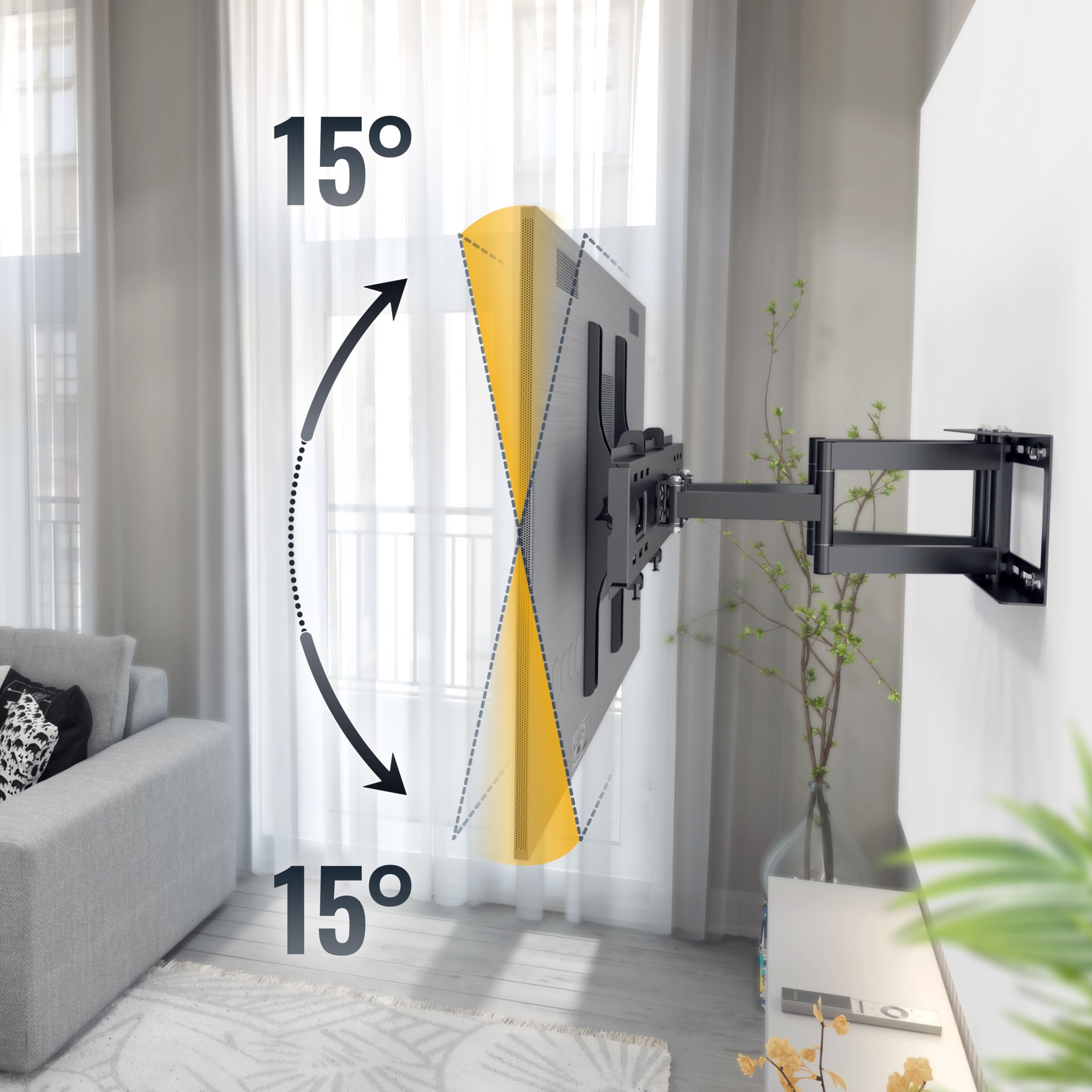 RICOO Uchwyt TV uchylny obrotowy około 107-75 cm do LED LCD OLED zakrzywione i płaskie ekrany R28-XL uchwyt ścienny uniwersalny do VESA 300 x 200-600 x 400