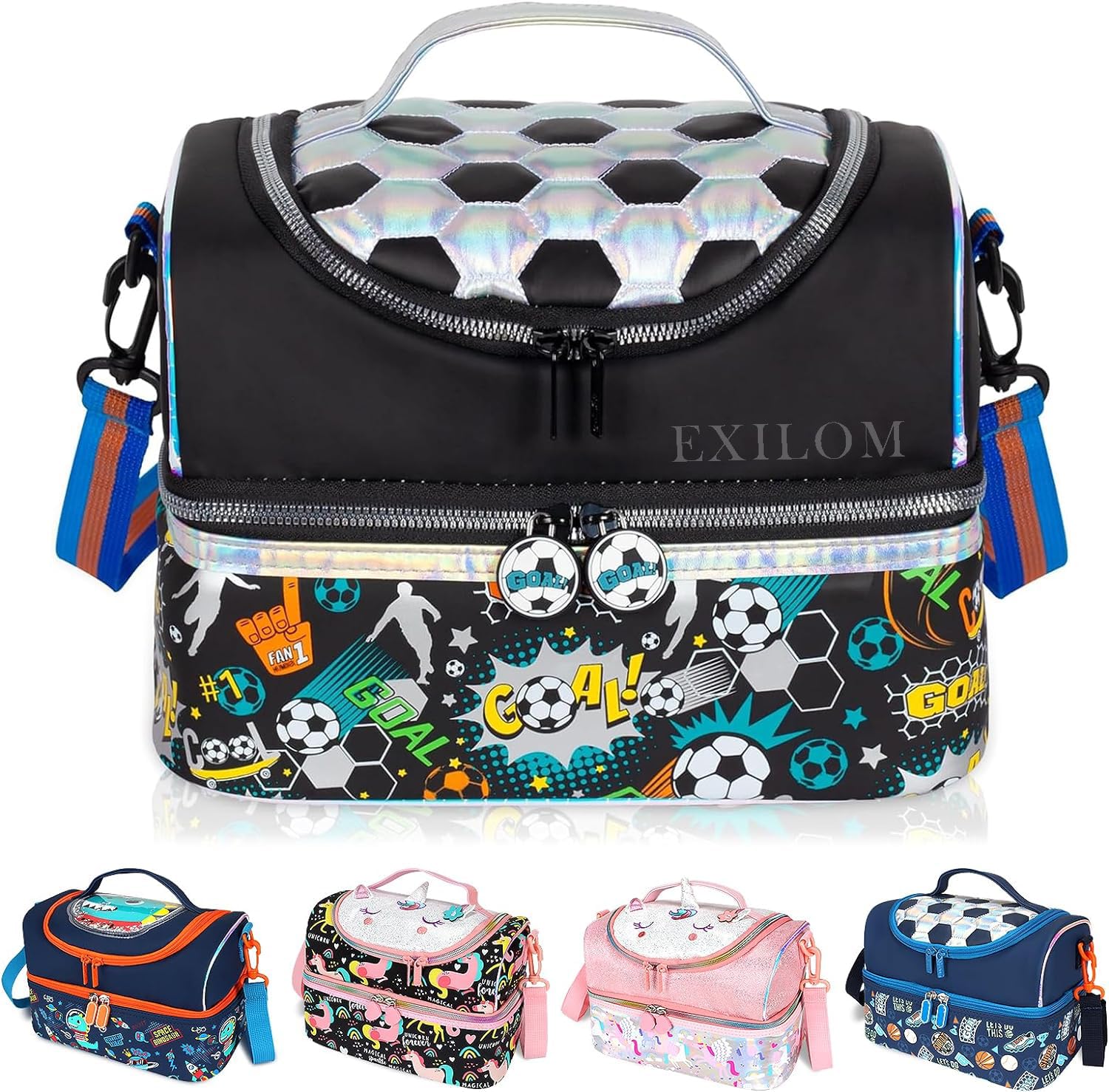 EXILOM Lunch Bag for Kids, Lunch Bag for Girls Boys, Thermal Insulation Lunch Bag, Lunch Bag for Toddler Teen, School Travel Bag, Water Bottle and Lunch Box Holder with Adjustable Strap (B0DCZY6SLP) Amazon Price History, Amazon Price Tracker