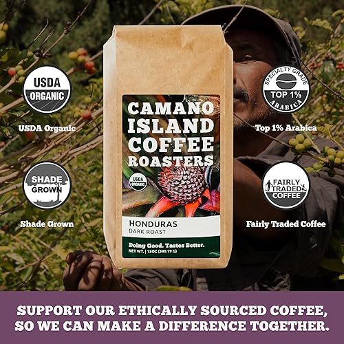 Miniatura 4 de Camano Island Coffee Roasters Honduras - Tostado oscuro, grano entero de 12 onzas, tostado en lotes pequeños frescos, orgánico USDA, comercio justo,