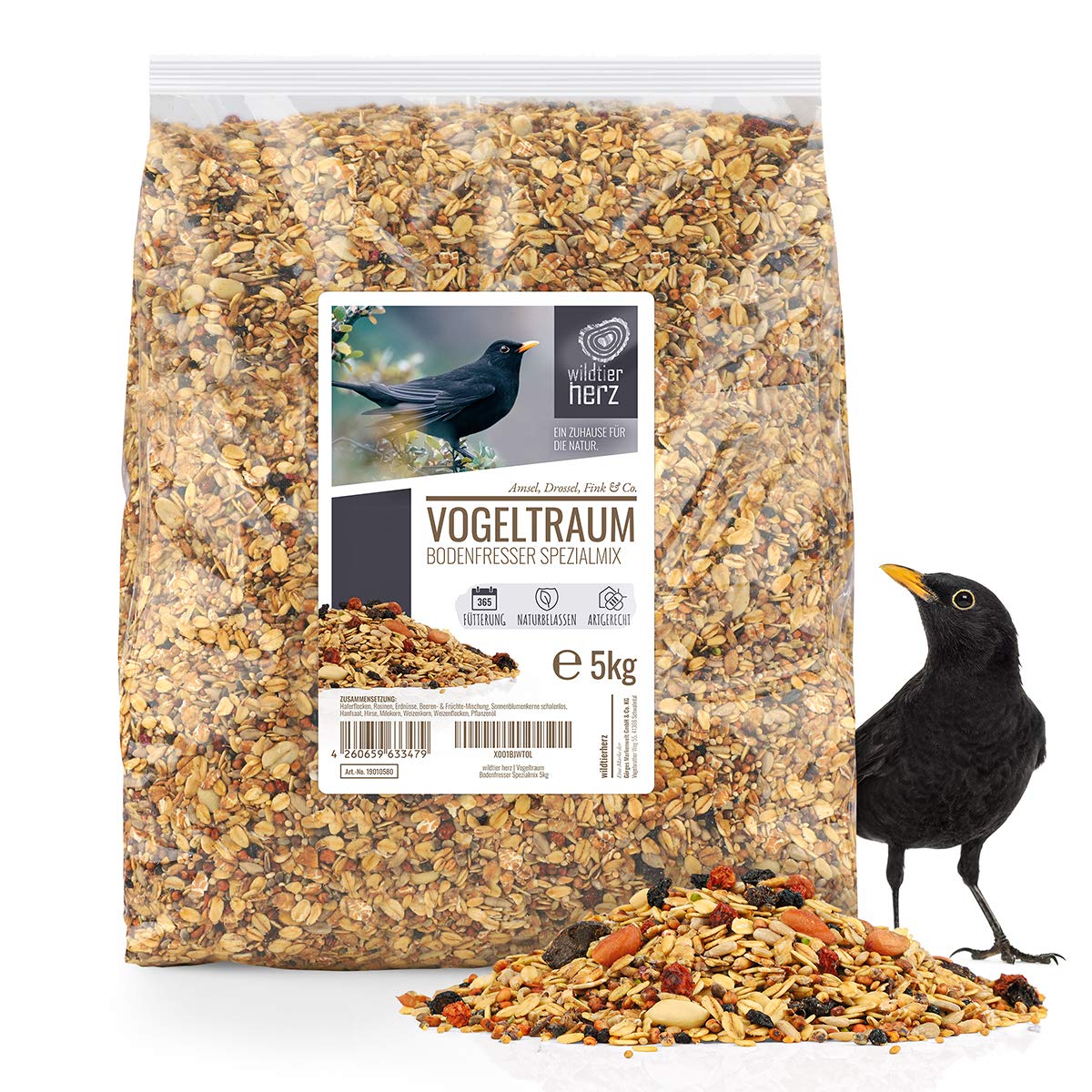 Wildtier Herz Wildvogelfutter mit Beeren