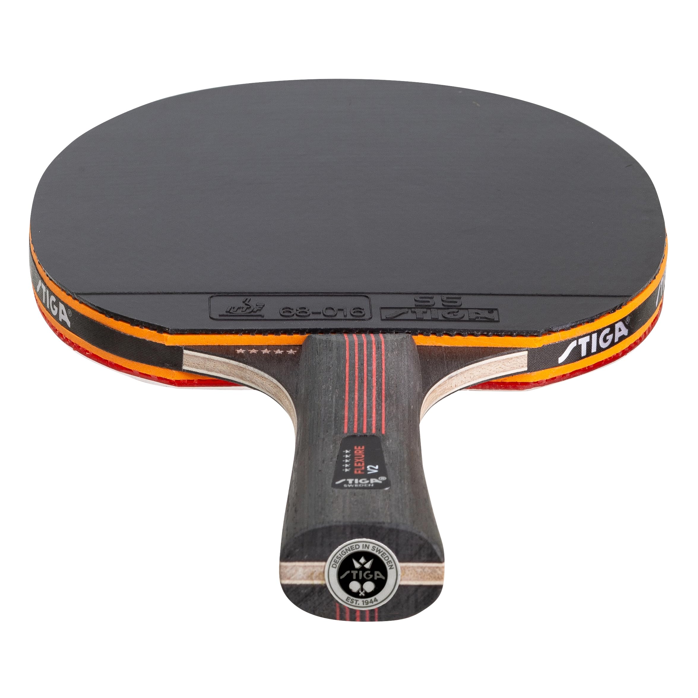 STIGA Flexure V2 Raquette de Ping-Pong, Raquette de Tennis de Table 5 étoiles, Revêtements STAR5 approuvés par l'ITTF, Prise Ergonomique - pour Les Joueurs offensifs