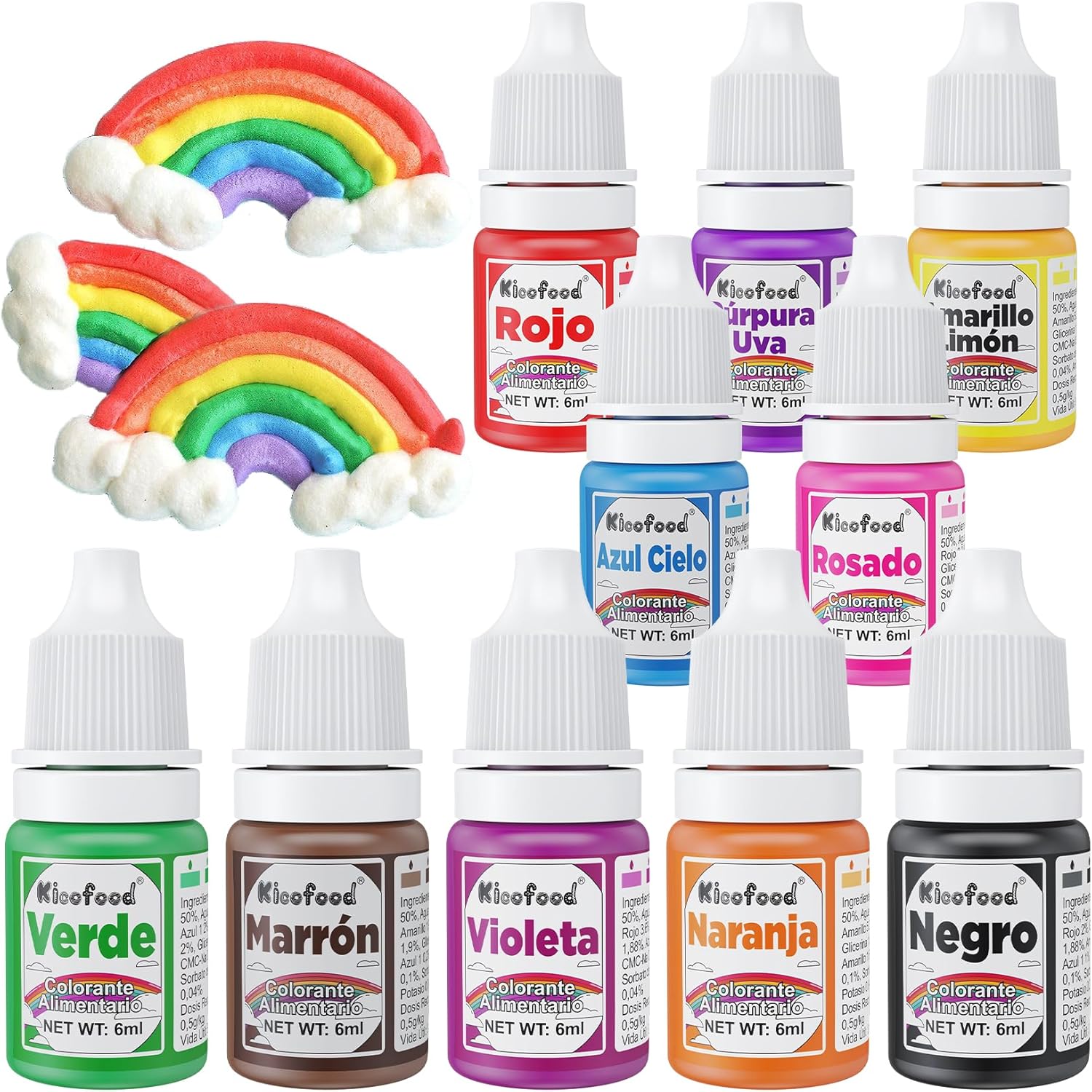 Colorante Alimentario Concentrado - 10 Colores (6ml) para Pasteles y Manualidades 3 Colorante Alimentario - 10 Colorante Alimentario Concentrado, Coloranti Alimentario Liquid para Pastel, Hornear, Glasear, Galletas, Hacer Limo y Manualidades - 6ml - ¿Vale la pena?