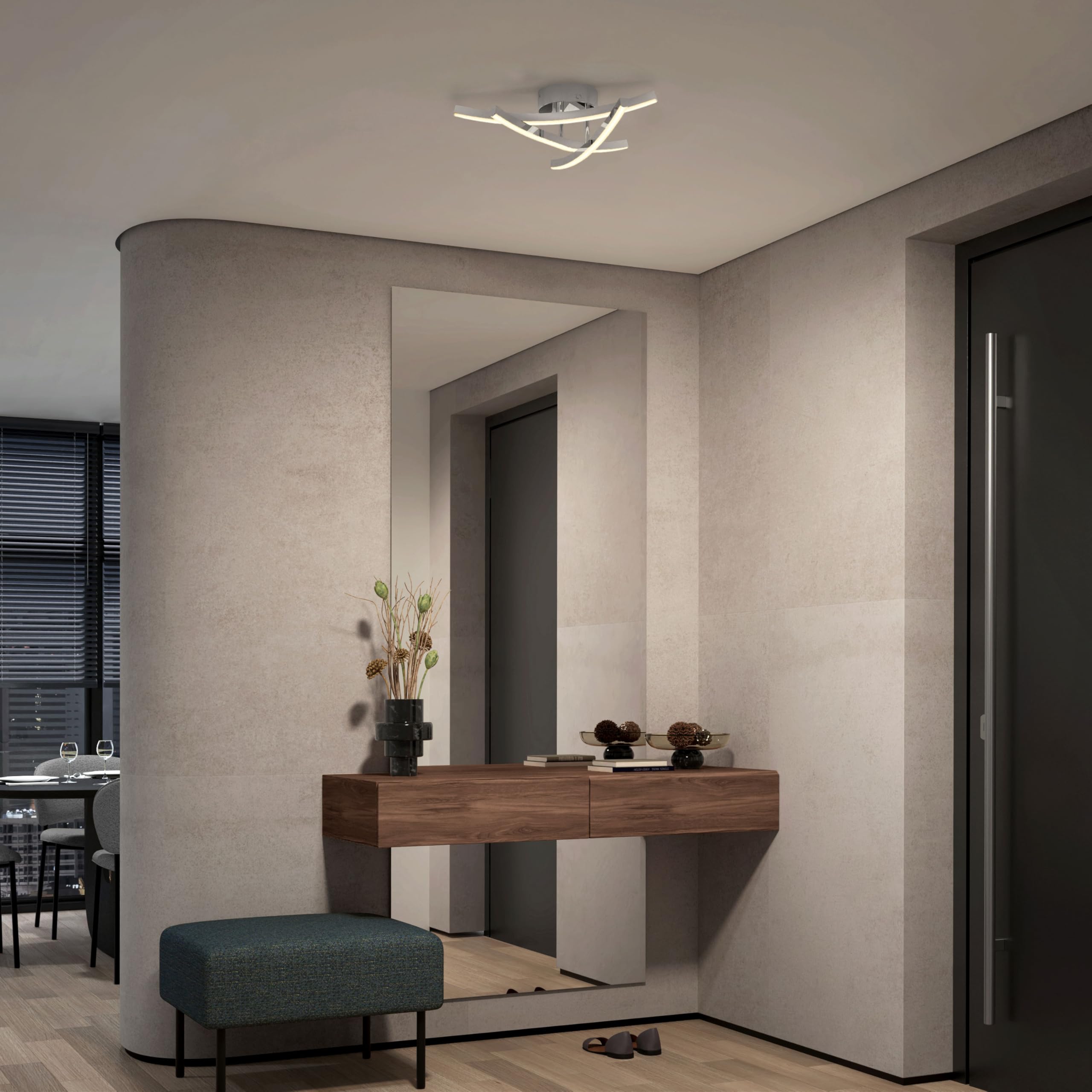 Artika Modern Matte Black Flush Mount Ceiling Light - Dimmable LED, Multiple CCT, Energy Efficient For Bedroom, Bathroom & Living Room