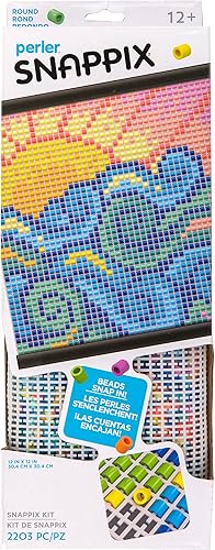 Perler Ocean Sunset Snappix - Kit de manualidades de cuentas sin fusible de hierro para niños, 12 x 12 pulgadas, 2203 piezas