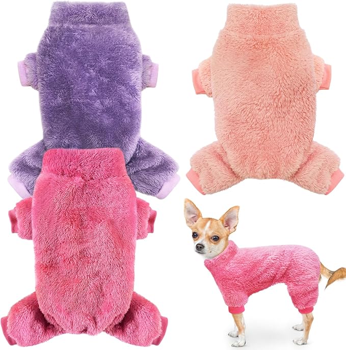 Idepet 3 Pack Pijamas de Terciopelo para Perro, Sudadera de Peluche, Ropa de Invierno, Large miniatura 2