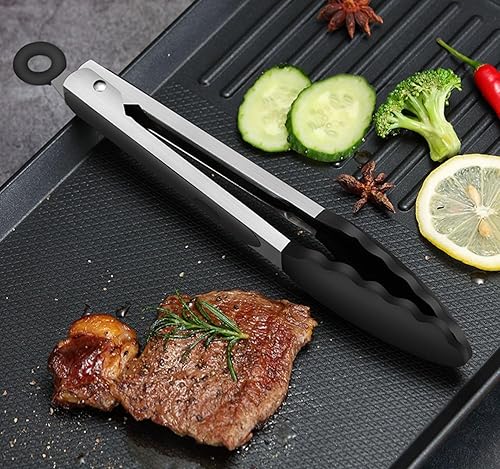 Miniatura 3 de Pinzas de cocina para cocinar, pinzas de silicona con bloqueo, pinzas de buffet, pinzas de acero inoxidable para servir, pinzas de 7, 9 y 12