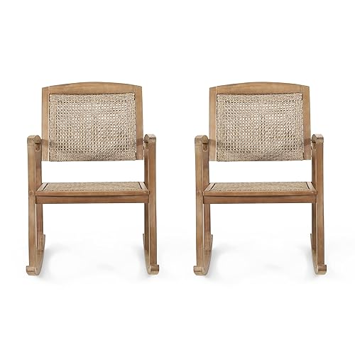 Welby Outdoor Rocking Chair - Acacia Wood and Wicker -