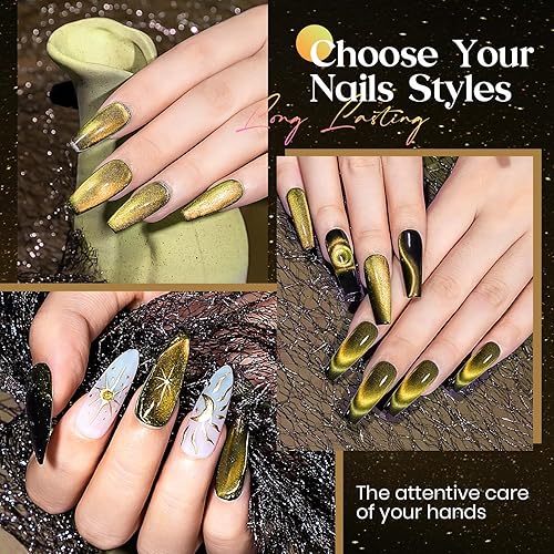 Miniatura 2 de MIZHSE Chameleon - Esmalte de gel 9D de ojo de gato, 0.3 fl oz, gel magnético holográfico Galaxy Cateye, juego de manicura mágica con barra