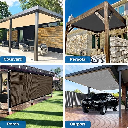 Miniatura 7 de Amagenix Paño de sombra solar 90% trigo con ojales, 11 x 13 pies, para protección solar, pérgola, toldo para jardín, patio, porche al aire libre