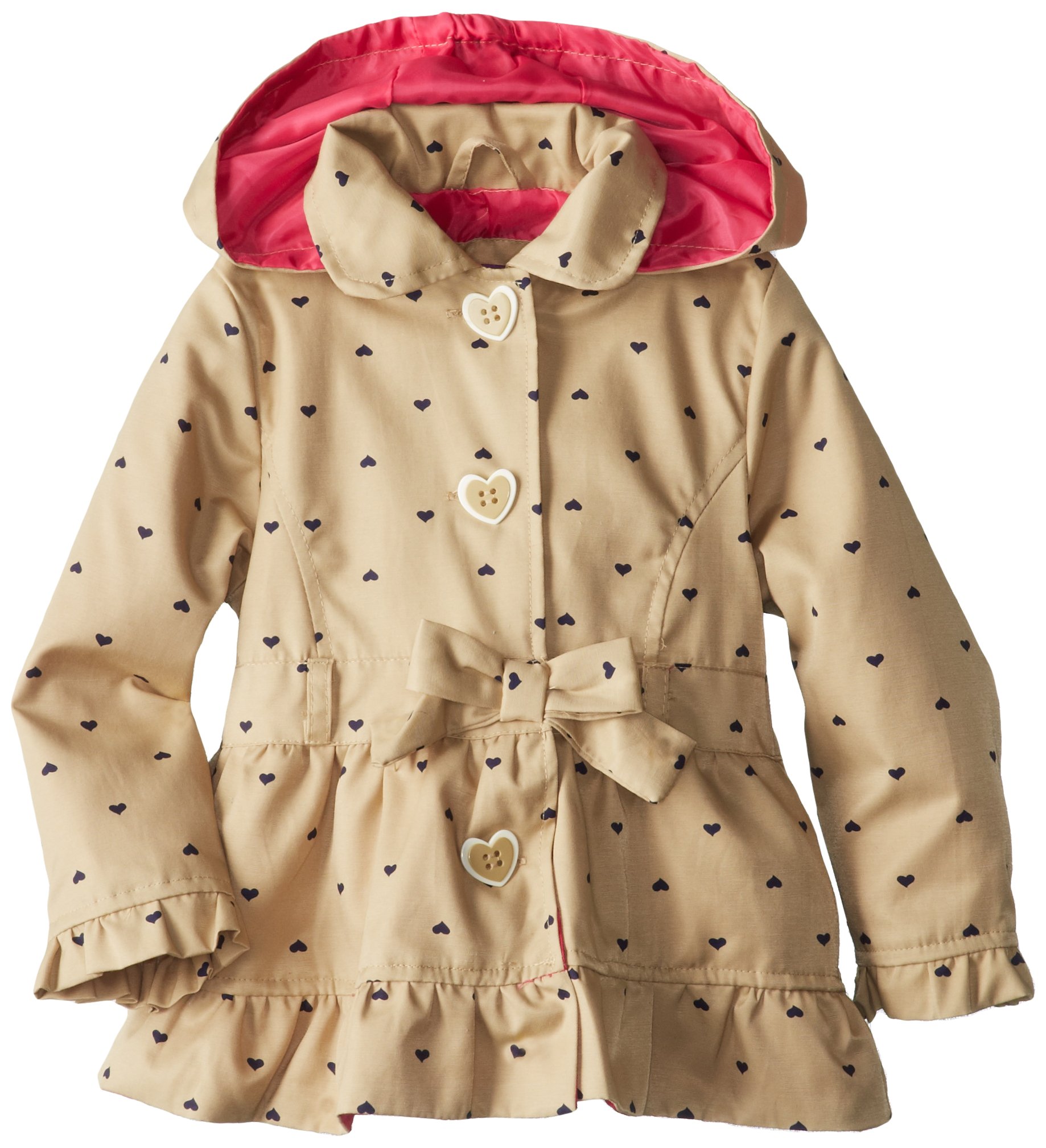 Pink Platinum Little Girls' Polka Hearts Trench Rain Jacket