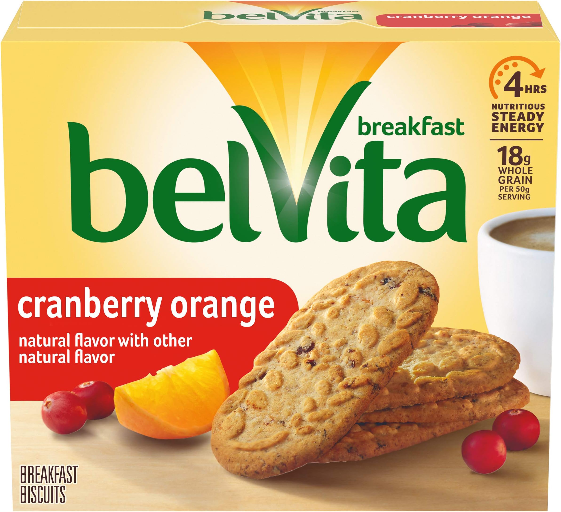 belVita Cranberry Orange Breakfast Biscuits,(5 Biscuits Per Pack)(Pack of 5)