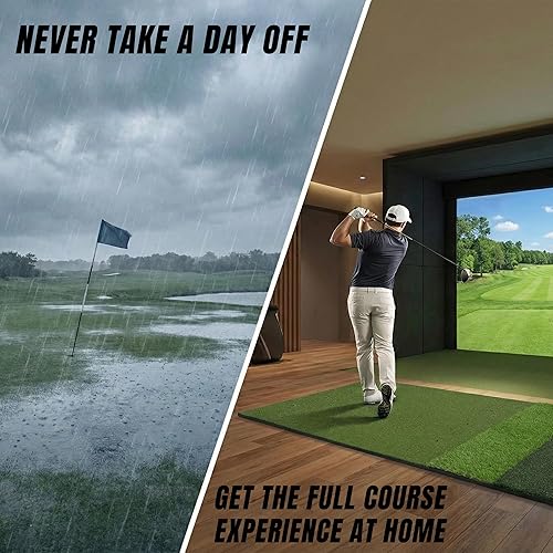 Miniatura 6 de Alfombrilla de golf prémium de 6 x 4 pies, tapete de golf de triple césped, tapetes de golf para práctica en interiores, exteriores, con simulador,