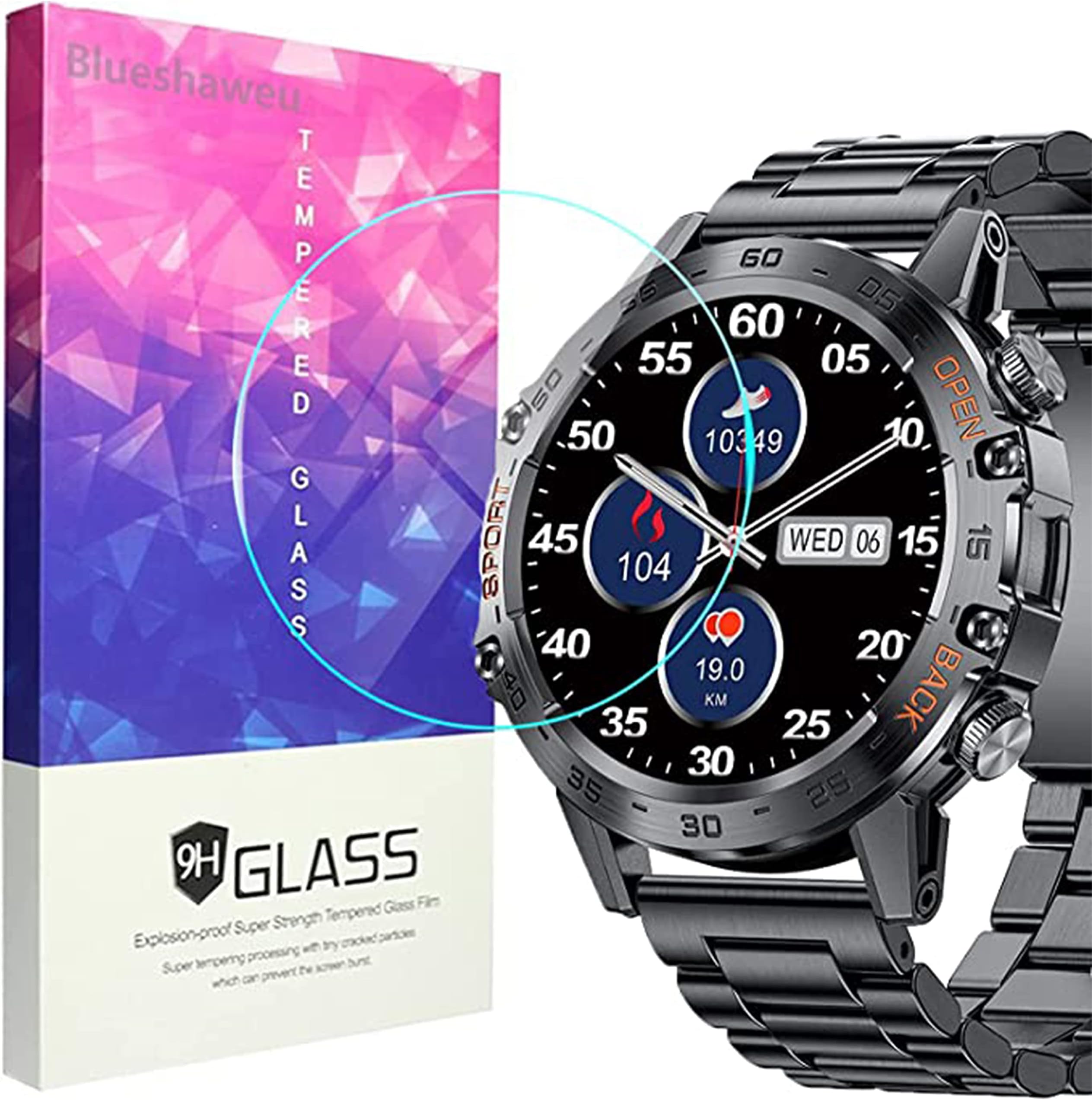 Compatible for LIGE Smart watch 1.39 inch Screen Protector, [3 Pack] 9H Tempered Glass Screen Protector Film Compatible with LIGE K52 Smart watch Herren (3 pack)