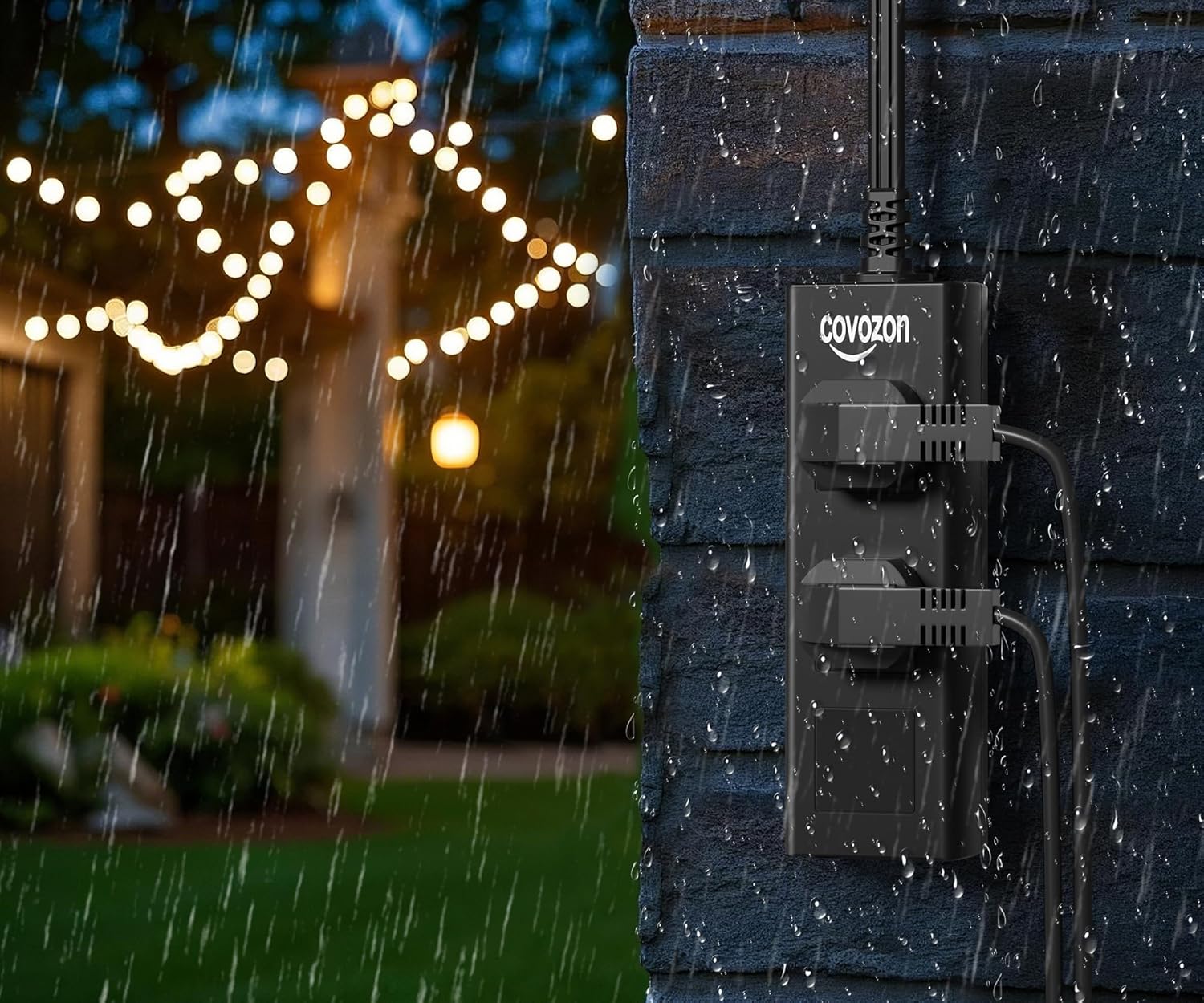Outdoor Extension Cord, 25 ft Outdoor Extension Cord Waterproof, Outdoor Power Strip Weatherproof, 1625W Overload Protection Surge Protector for Patio Christmas Lights, FCC ETL Listed.
