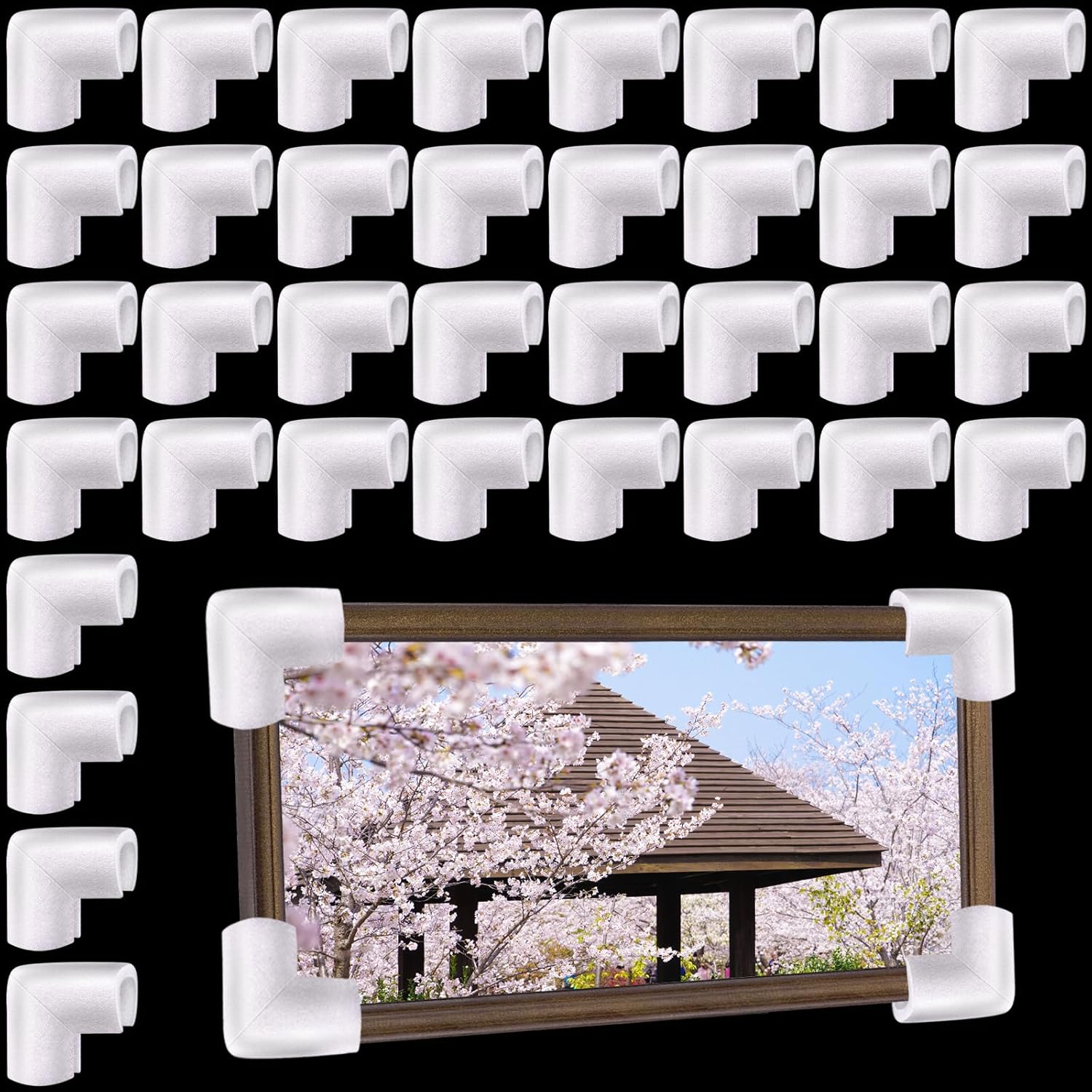 36 Pcs Foam Corner Protectors for Shipping, L-Shaped Edge Guards for TV Moving Box, Picture Frames, Mirrors, and Furniture, Must-Have Moving Supplies