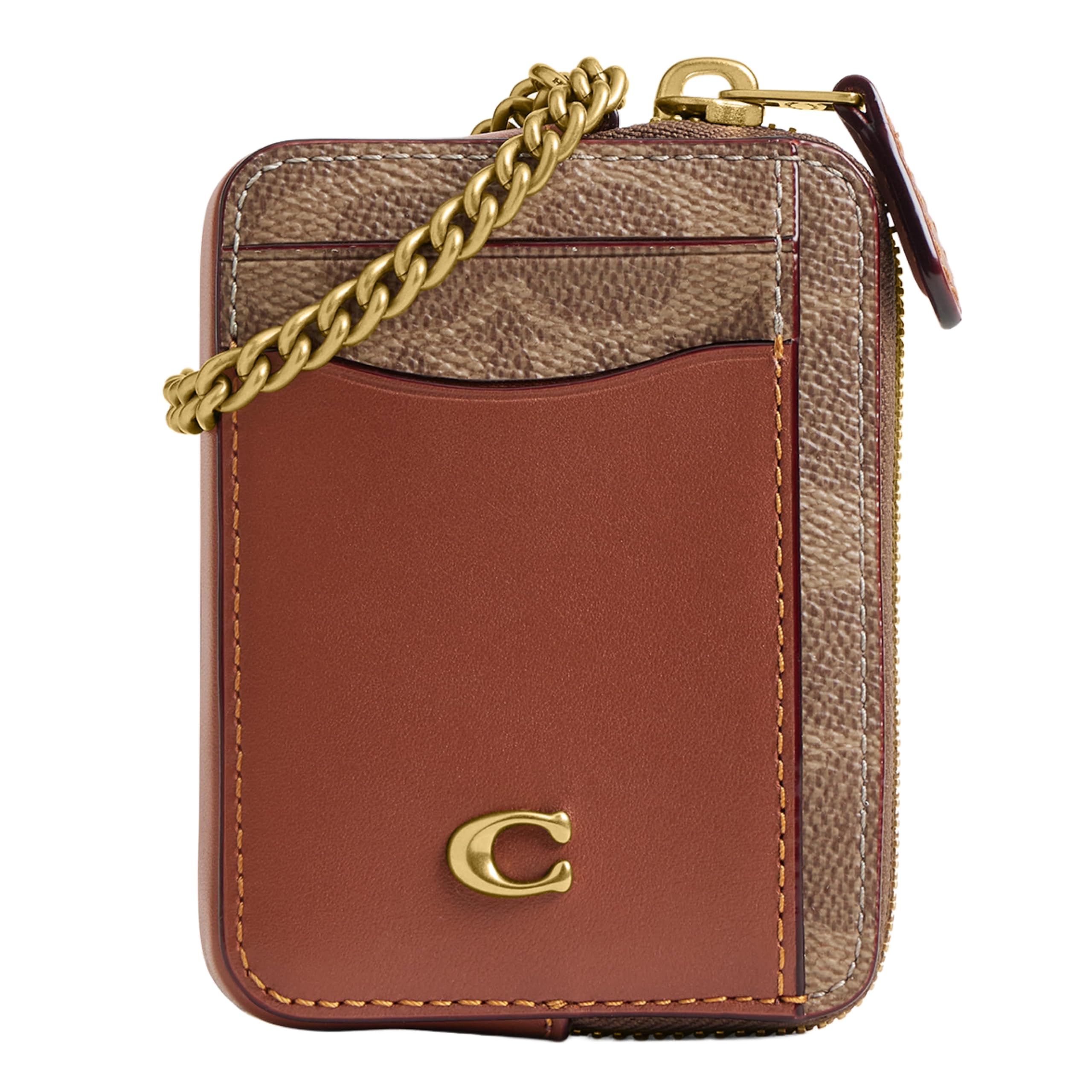 Coach Estuche para Tarjetas Essential Chain para Mujer, B4/Caramelo Tostado